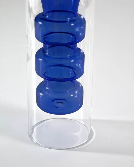 Jarrón Charlize de cristal azul  y transparente
