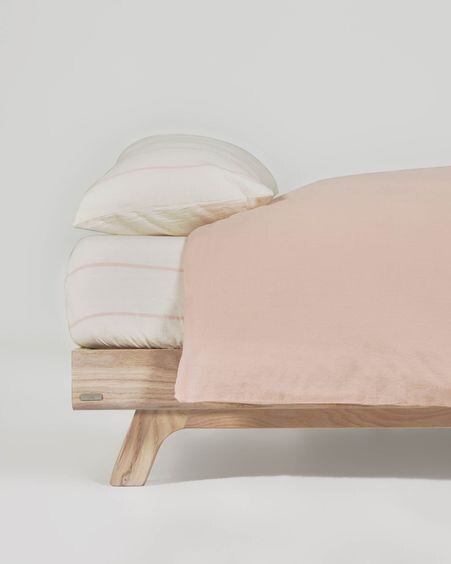 Set Gaitana funda nórdica, bajera y funda almohada 100% algodón GOTS rosa 90 x 190 cm