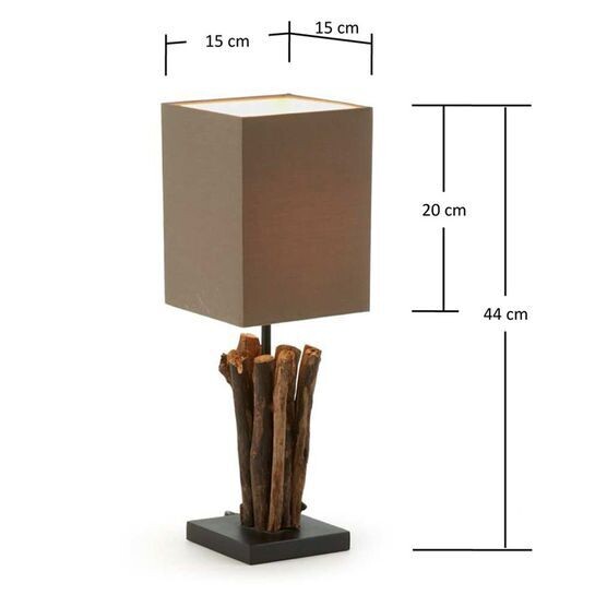 Lámpara de mesa Antares de madera roja y de caucho