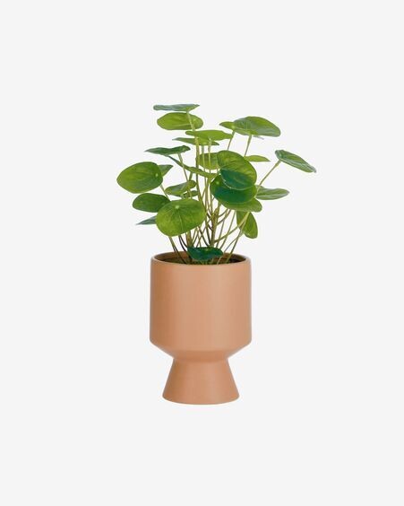 Planta artificial Bailey con maceta de cerámica rosa 21,6 cm
