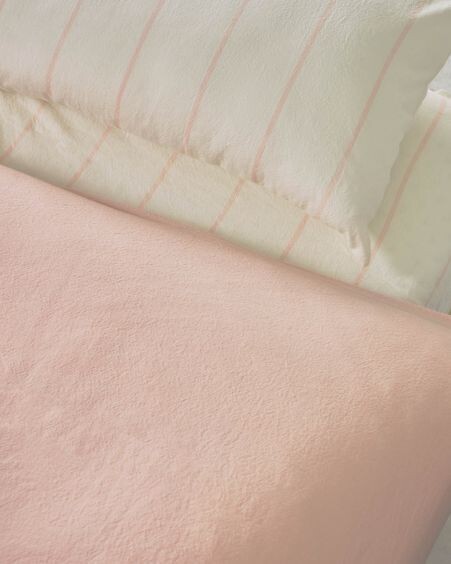 Set Gaitana funda nórdica, bajera y funda almohada 100% algodón GOTS rosa 90 x 190 cm
