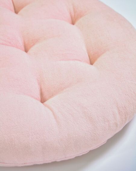 Cojín para suelo Etelvina 100% algodón orgánico GOTS rosa Ø 35 cm