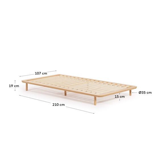 Cama Anielle de madera maciza de fresno 90 x 200 cm