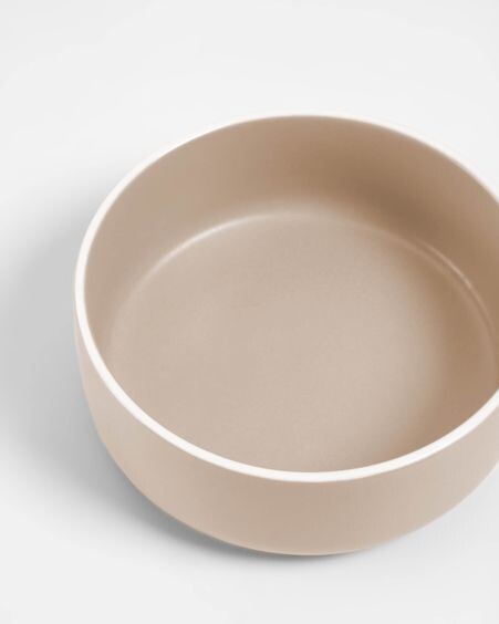 Set de bol grande y pequeño Shun de porcelana beige