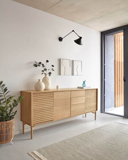 Aparador Lenon de madera maciza y chapa de roble 200 x 86 cm FSC MIX Credit