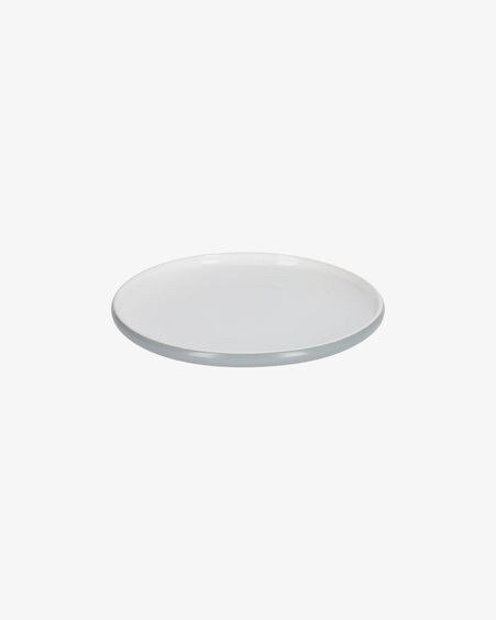 Plato de postre Sadashi de porcelana blanco y gris