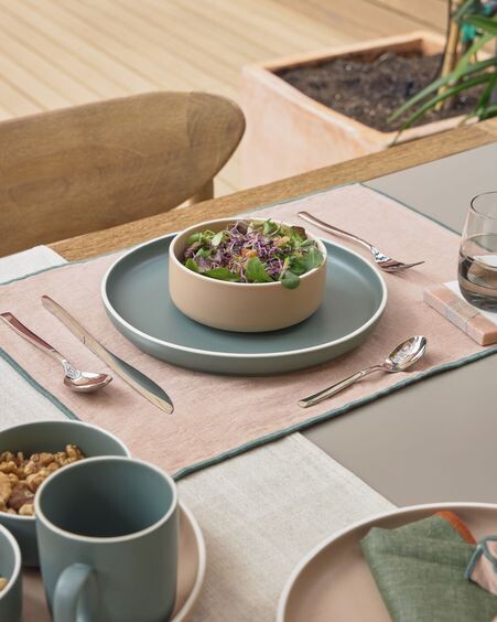 Set de bol grande y pequeño Shun de porcelana beige