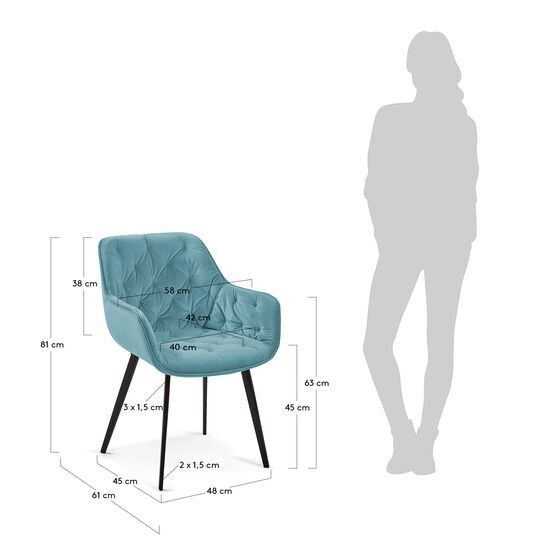 Silla Mulder terciopelo turquesa