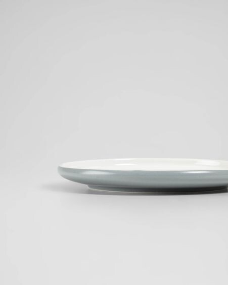 Plato de postre Sadashi de porcelana blanco y gris