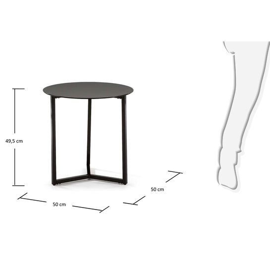 Mesa auxiliar Raeam cristal templado y acero acabado negro Ø 50 cm