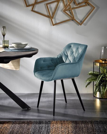 Silla Mulder terciopelo turquesa
