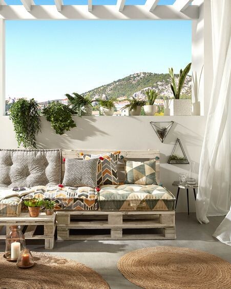 Set Bransc de 2 maceteros cuadrados de terrazo blanco y negro