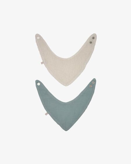 Set Lupe de 2 bandanas 100% algodón orgánico (GOTS) beige y turquesa