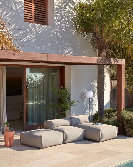 Puf sofá modular 100% para exterior Square verde y aluminio negro 101 x 101 cm