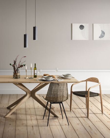 Mesa Armande chapa de roble con acabado blanqueado 180 x 90 cm