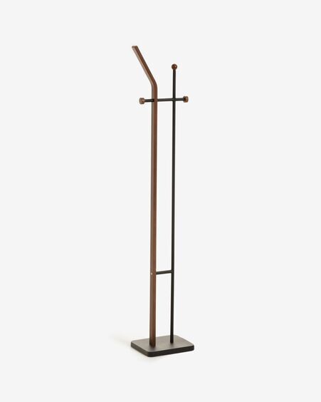 Perchero Magali acero negro y contrachapado de roble 172 cm