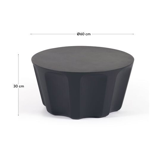 Mesa de centro redonda de exterior Vilandra de cemento con acabado negro Ø 60 cm