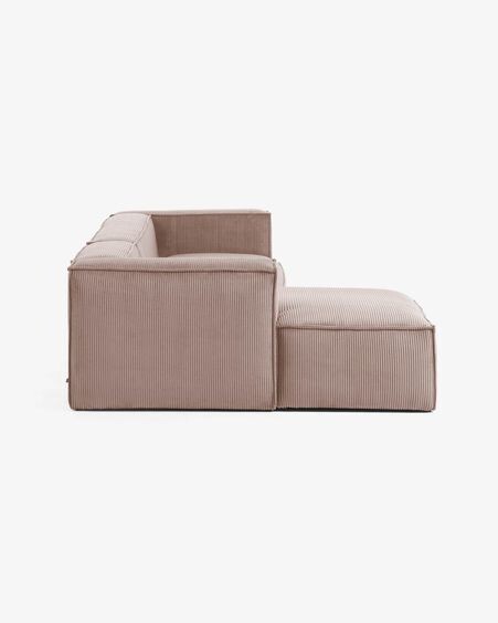 Sofá Blok 4 plazas chaise longue izquierdo pana gruesa rosa 330 cm