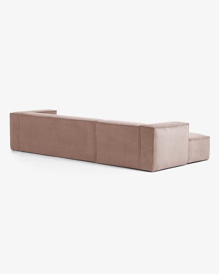 Sofá Blok 4 plazas chaise longue izquierdo pana gruesa rosa 330 cm