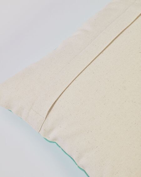 Funda cojín Zale 100% algodón turquesa con triángulos blancos 30 x 50 cm