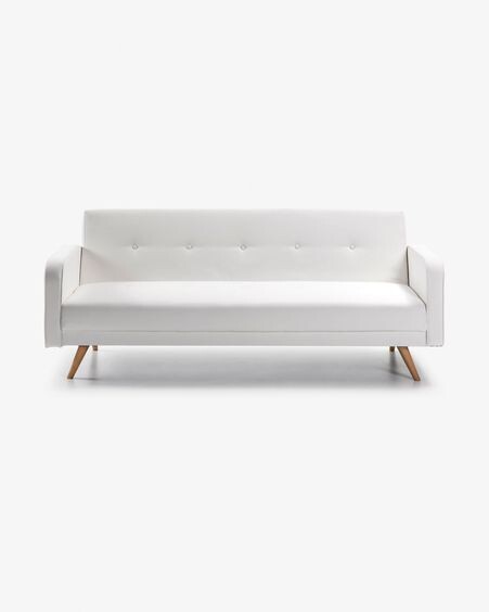Sofá cama Roger 3 plazas de piel sintética blanco 210 cm