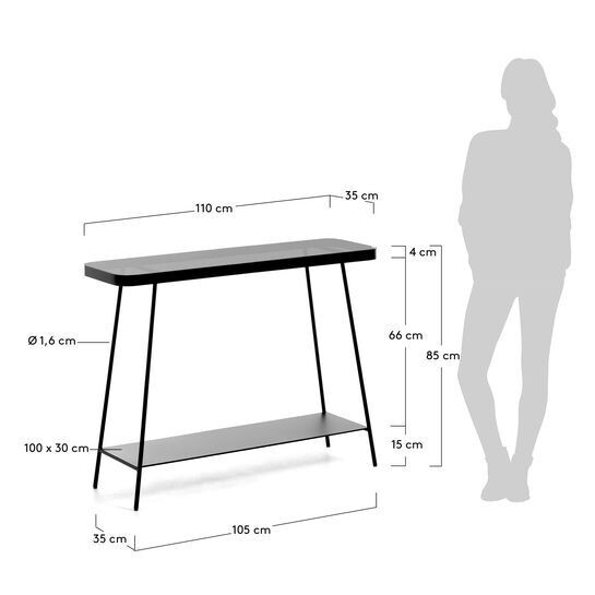 Consola Duilia 110 x 85 cm con cristal tintado