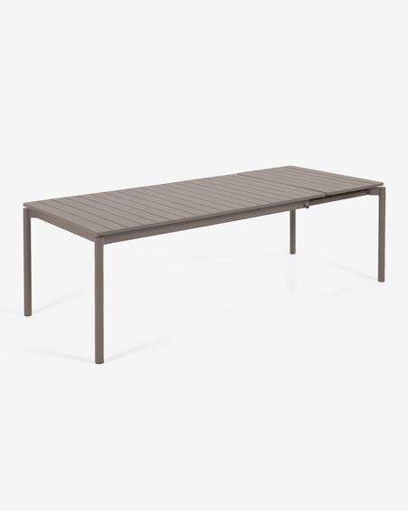 Mesa extensible de exterior Zaltana de aluminio con acabado marrón mate 180 (240) x 100 cm