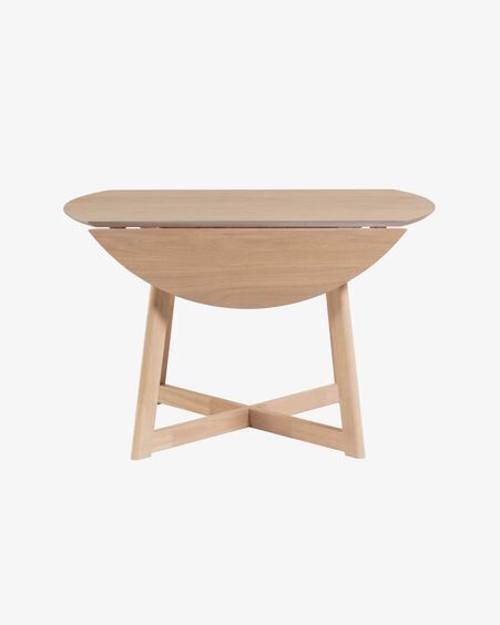 Mesa extensible redonda Maryse 70 (120) x 75 cm chapa de roble patas madera maciza caucho