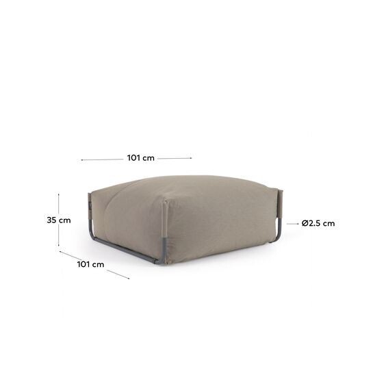 Puf sofá modular 100% para exterior Square verde y aluminio negro 101 x 101 cm