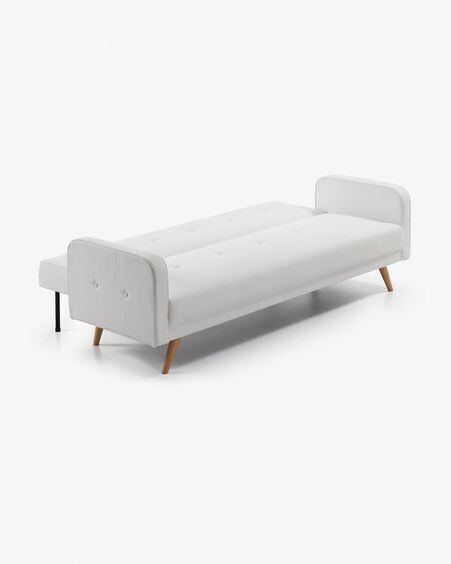 Sofá cama Roger 3 plazas de piel sintética blanco 210 cm