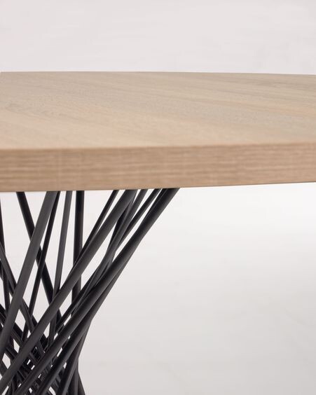 Mesa redonda Niut de melamina acabado natural patas de acero acabado negro Ø 120 cm