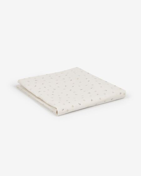 Sábana bajera para moisés Yamile 100% algodón orgánico (GOTS) beige con hojas multicolor