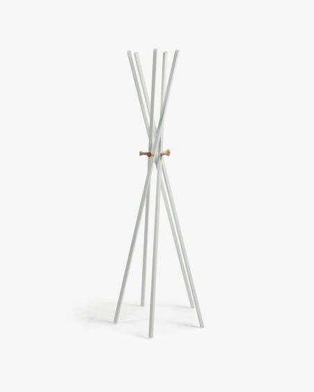 Perchero Chelsey acero blanco y madera maciza de caucho 170 cm