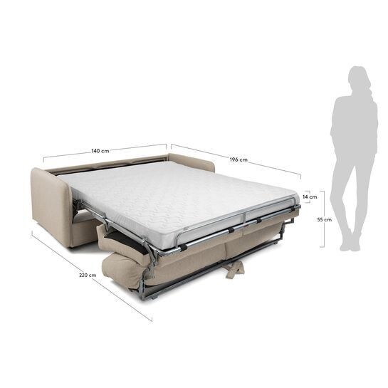Sofá cama Kymoon 2 plazas visco chrono beige 140 cm