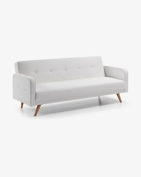 Sofá cama Roger 3 plazas de piel sintética blanco 210 cm