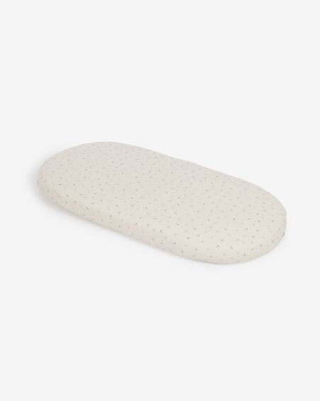 Sábana bajera para moisés Yamile 100% algodón orgánico (GOTS) beige con hojas multicolor