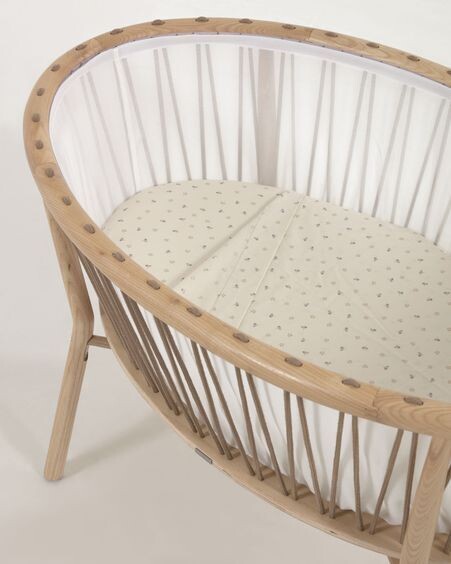 Sábana bajera para moisés Yamile 100% algodón orgánico (GOTS) beige con hojas multicolor