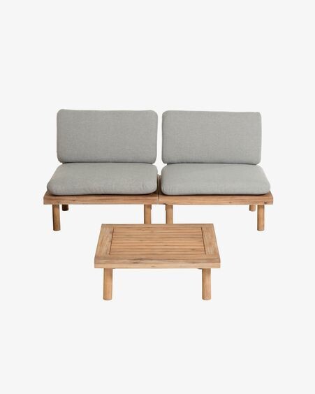 Set Viridis de 2 sillones y 1 mesa de madera maciza de acacia FSC 100%