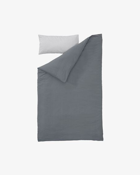 Set Alay funda nórdica, bajera y funda almohada algodón orgánico GOTS cuadros 70 x 140 cm
