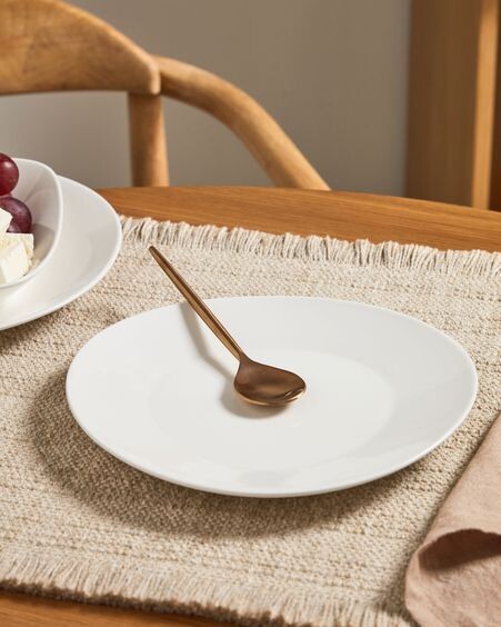Plato de postre ovalado Pierina porcelana blanco