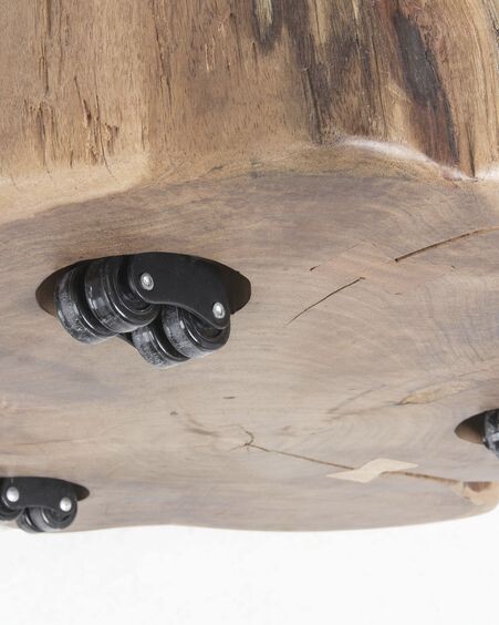 Mesa de centro con ruedas Essi madera maciza de acacia Ø 65 x 60 cm