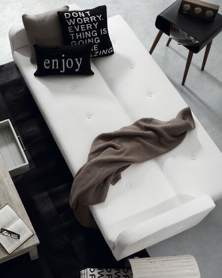 Sofá cama Roger 3 plazas de piel sintética blanco 210 cm
