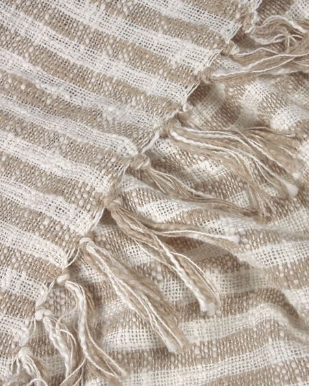 Manta Carola rayas 100% algodón marrón y blanco 130 x 170 cm