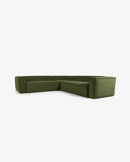 Sofá rinconero Blok 4 plazas pana gruesa verde 290 x 290 cm Sofá rinconero Blok 4 plazas pana gruesa verde 290 x 290 cm