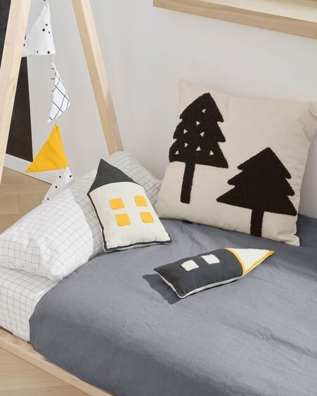 Set Alay funda nórdica, bajera y funda almohada algodón orgánico GOTS cuadros 70 x 140 cm