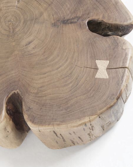 Mesa de centro con ruedas Essi madera maciza de acacia Ø 65 x 60 cm
