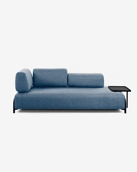 Sofá Compo 3 plazas azul con bandeja grande 252 cm