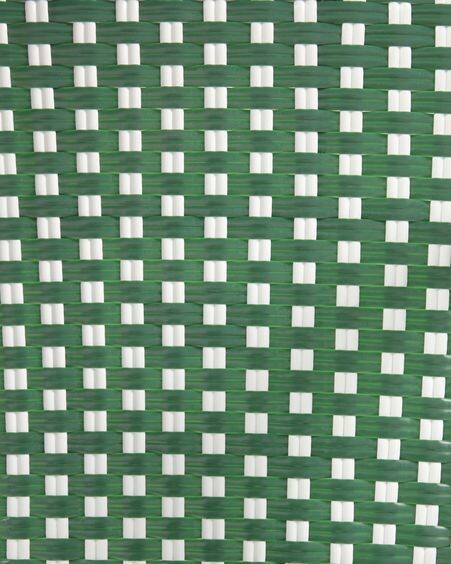 Silla de exterior con brazos bistro Marilyn de aluminio y ratán sintético verde y blanco