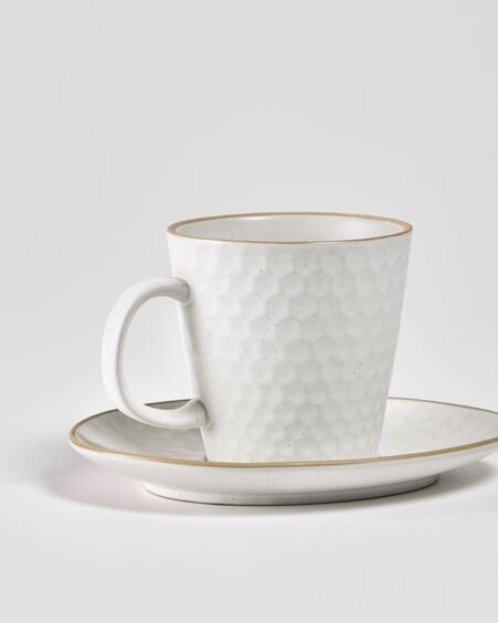 Taza de café con plato Manami de cerámica blanco