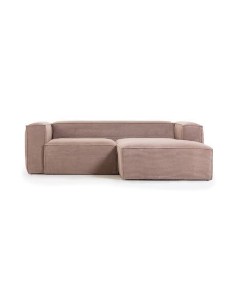 Sofá Blok 2 plazas chaise longue derecho pana gruesa rosa 240 cm